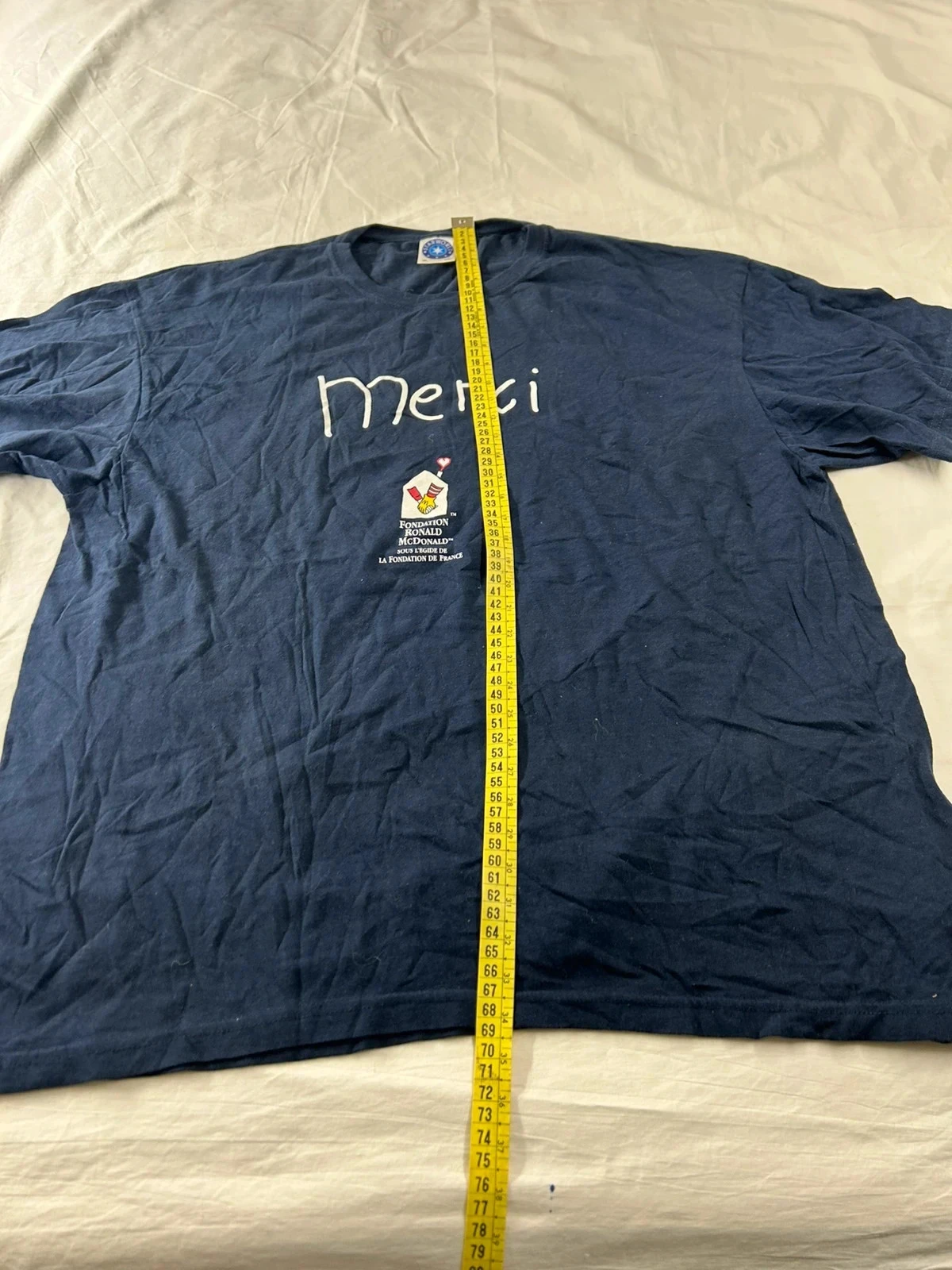 T-shirt bleu marine imprimé merci vintage starworld – photo 9